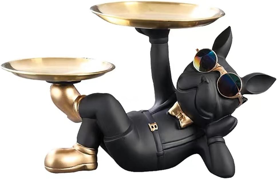 Dog Figurine with Trays and Sunglasses