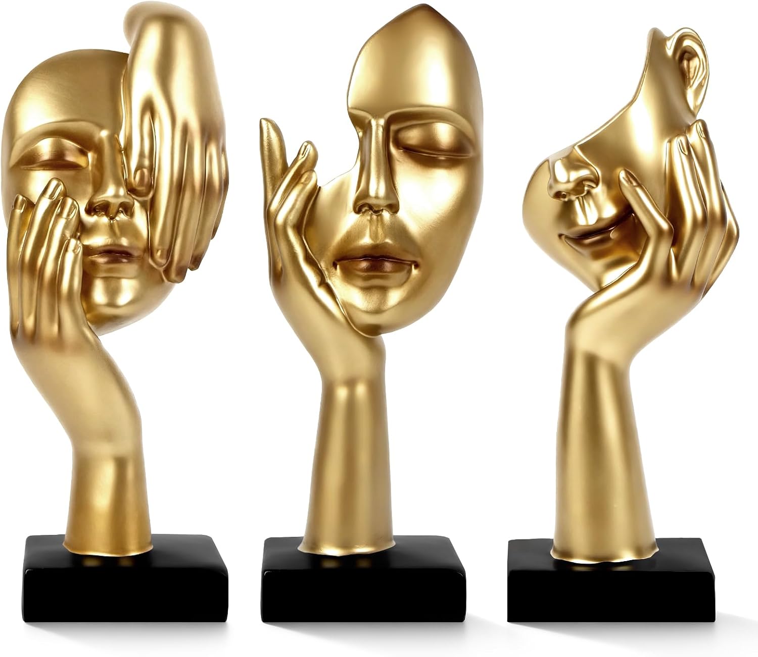 Abstract Face and Hand Resin Statue